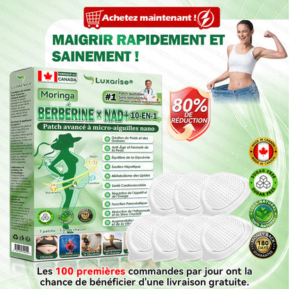 Boutique officielle 🔥🔥 𝐋𝐔𝐗𝐀𝐑𝐈𝐒𝐄® Moringa · Berbérine + NAD+ – Timbre nano à micro‑aiguilles 10‑en‑1 avancé (1× par jour, résultats visibles en 7 jours) | Gestion du poids, relâchement cutané, sommeil, articulations, etc.